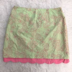 Lilly Pulitzer Pineapple Scalloped Hem Skirt
